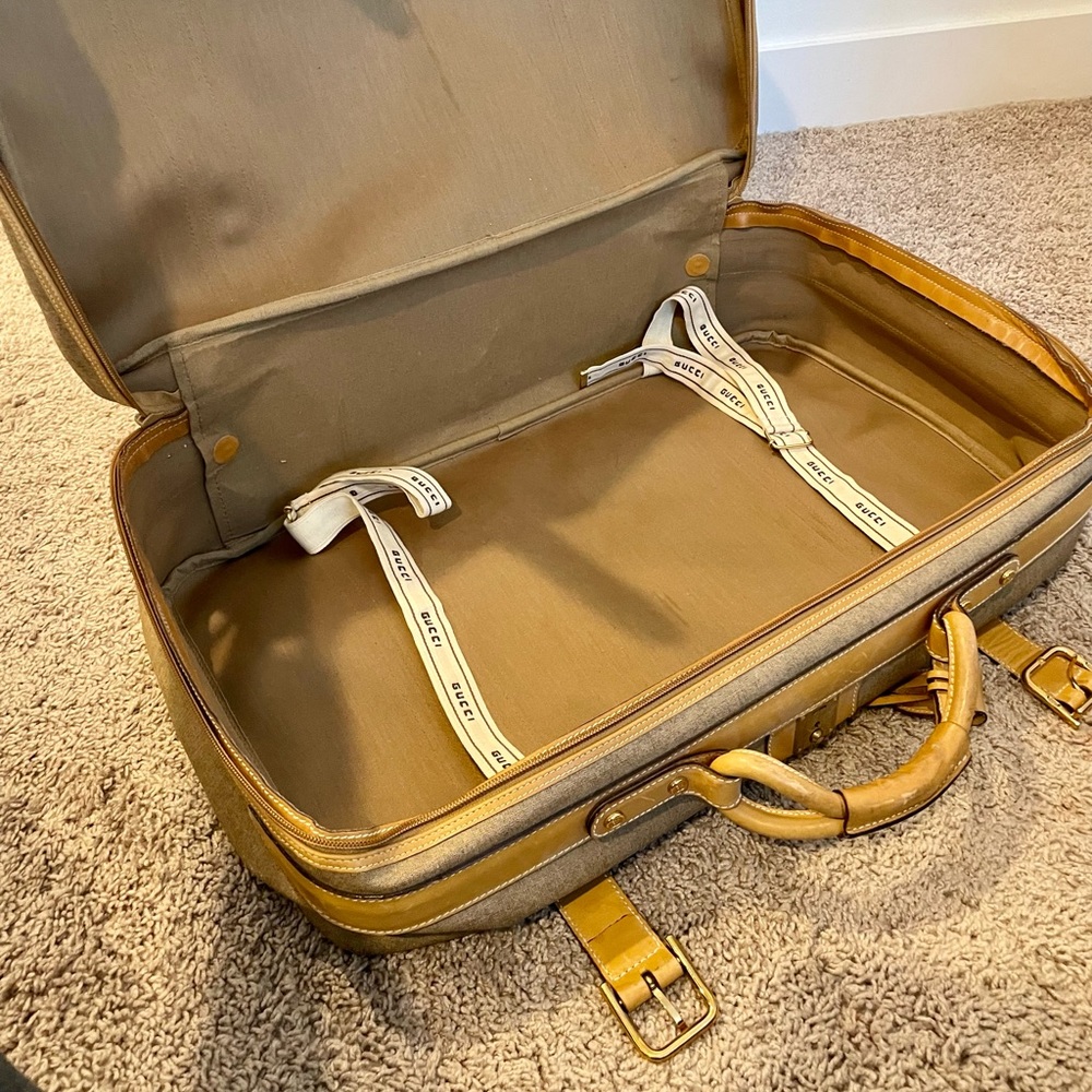 Gucci Vintage Fabric & Leather Suitcase Luggage - Picture 9 of 10